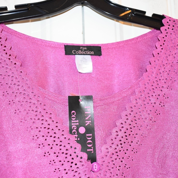 Pink Faux Twin Set Top Size 1X  used one time - Picture 3 of 6